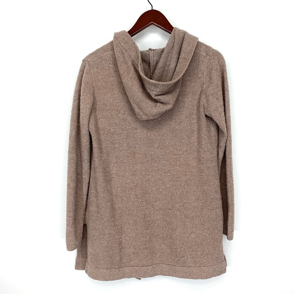 Barefoot Dreams Cozy Chic Lite Driftwood Hooded Resort Cardigan Taupe Brown - Picture 2 of 16